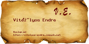 Vitályos Endre névjegykártya